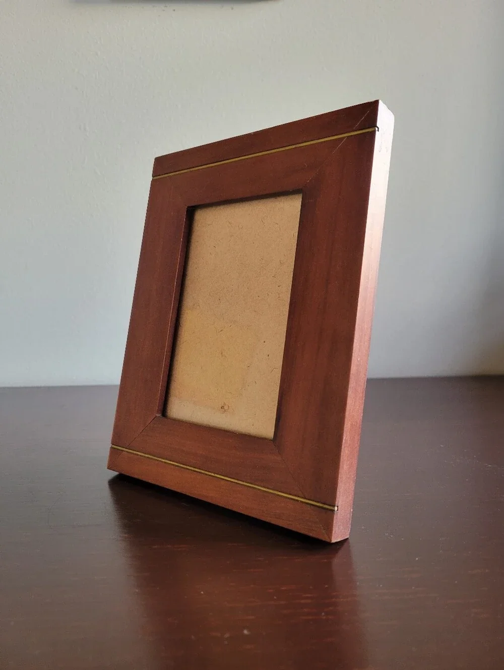 HB Group 90s Wood Brass Photo Frame 5.5